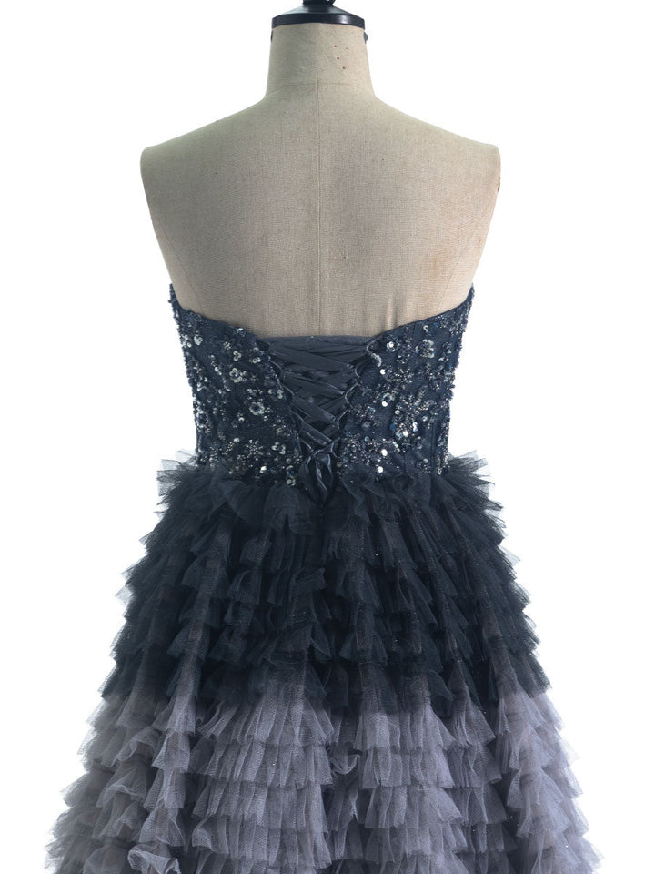 Ball-Gown ,Princess Sweetheart ,Floor-Length ,Tulle Prom Dresses With Beading Sequins