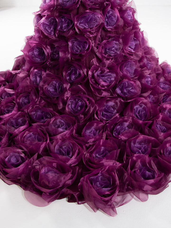 Trägerloses Organza-Umstandskleid mit 3D-Blumen für Fotoshootings, Babyparty, Fotografie-Kleider YW220308 