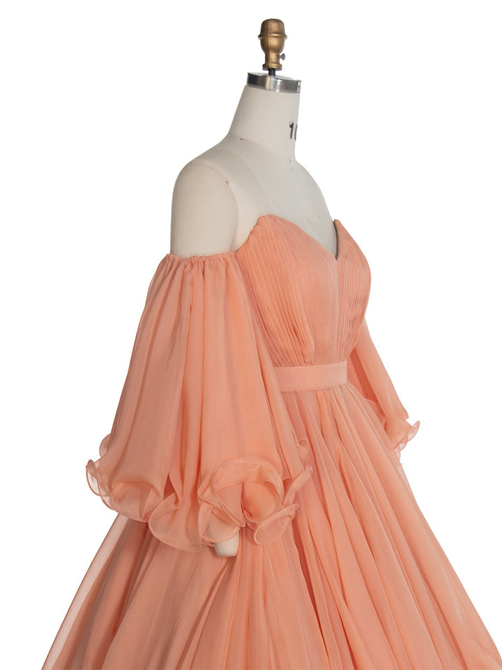 Seidiges Chiffon-Flauschkleid Großes Festivalkleid Damen Puffkleid für Fotoshootings YW240040 