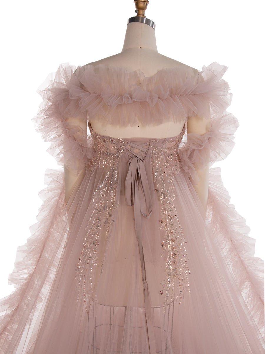 Umstandskleid mit Perlenkorsett Babypartykleid Babybauch-Schwangerschaftskleid für Fotoshooting YW240037