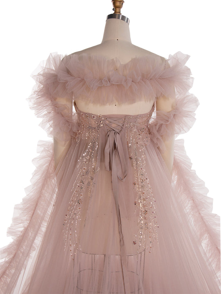Umstandskleid mit Perlenkorsett Babypartykleid Babybauch-Schwangerschaftskleid für Fotoshooting YW240037