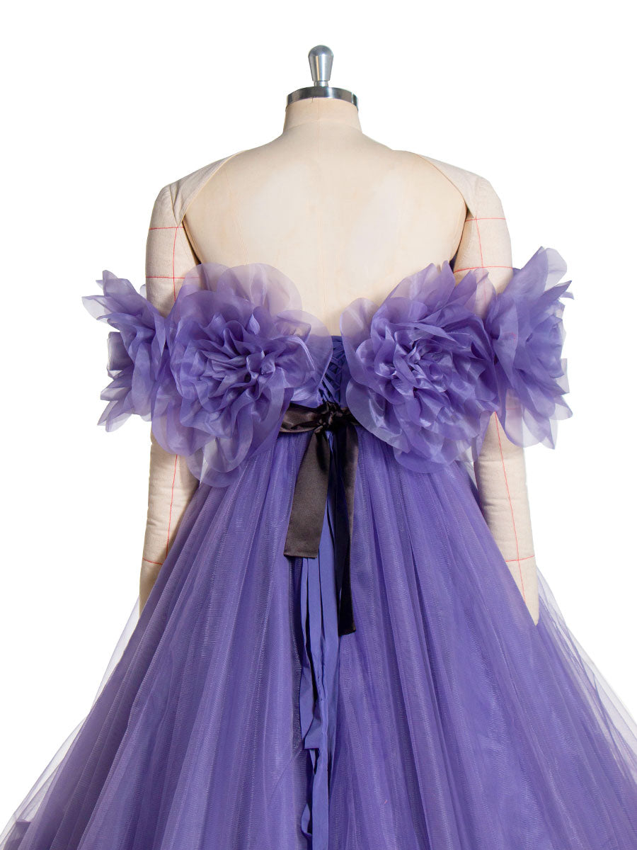 Eleganz aus der Schulter handgefertigte Blume farbige Brautkleider Ballkleid YW241006 