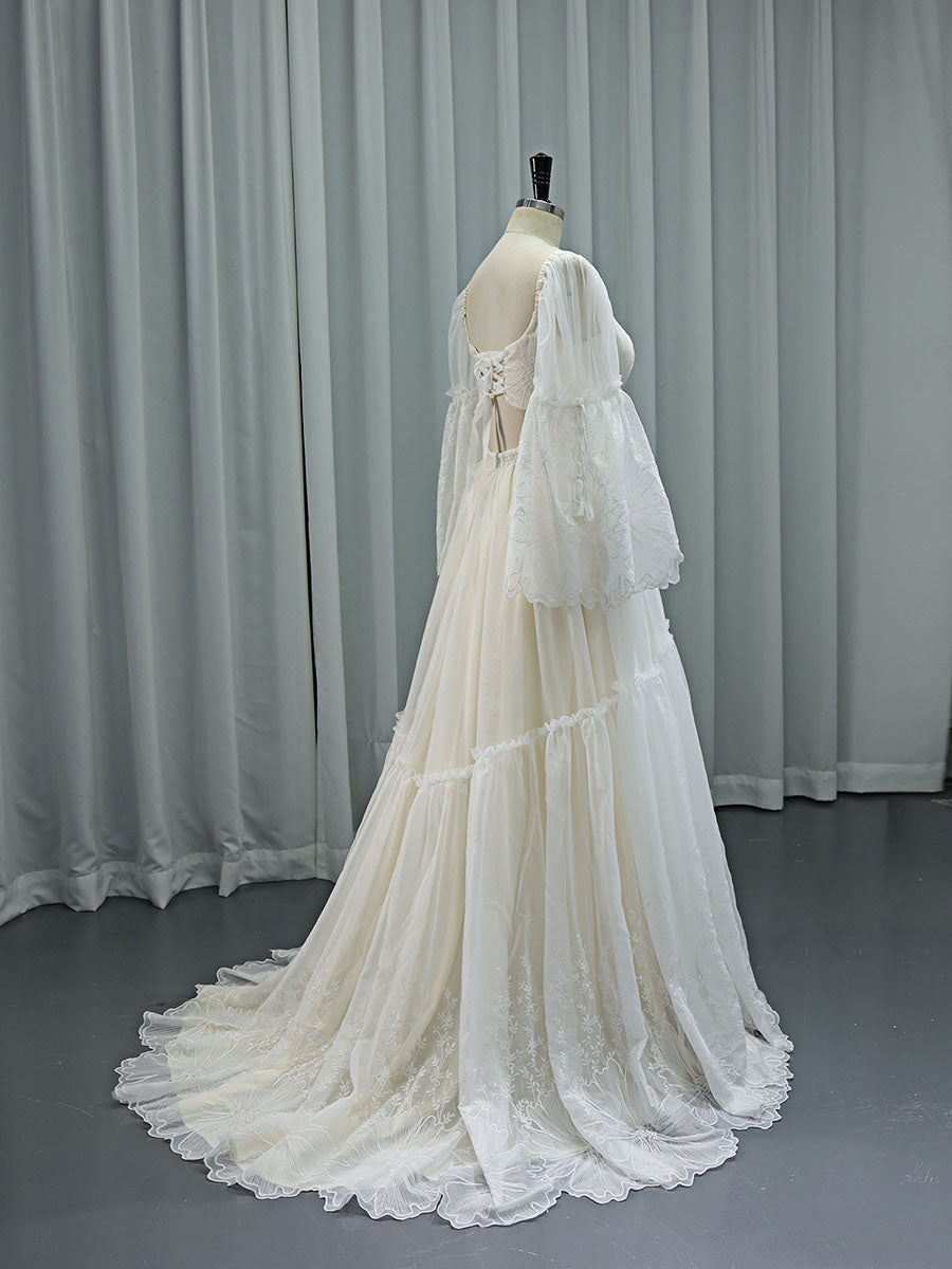 Elegantes Spitzenkleid für Fotoshooting Umstandskleid Babyshower Kleid Bohemian Brautkleid YW231085 