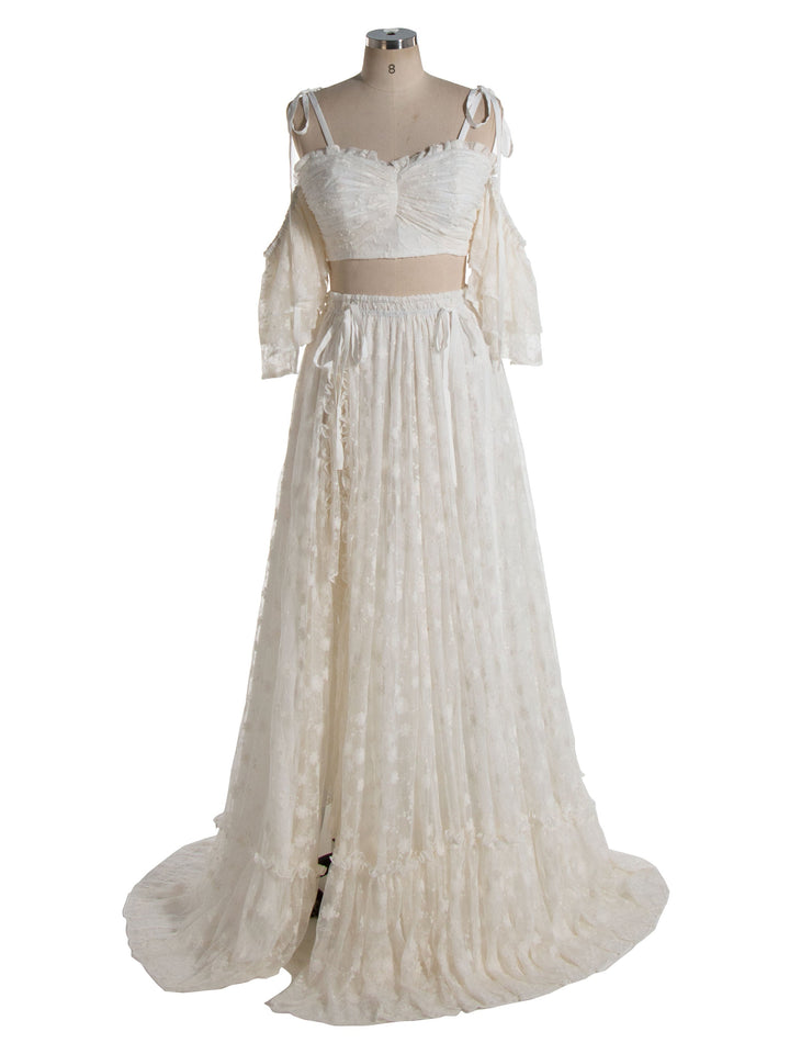 Boho 2 Piece Set , Lace Dress for Photo Shoot, Woman Maxi Dress, Photography Props