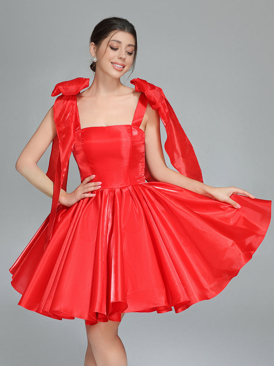 Schleife Akzent Herzausschnitt Kurzes Mini Homecoming Kleider Rot Weihnachtsfeier Kleid YW243100 