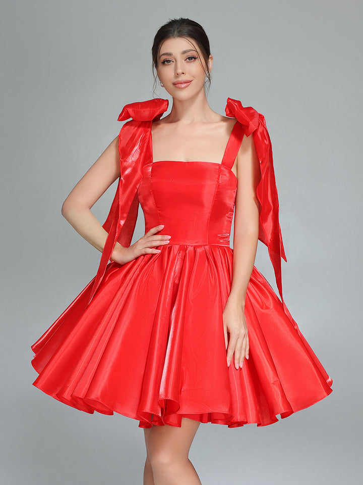 Schleife Akzent Herzausschnitt Kurzes Mini Homecoming Kleider Rot Weihnachtsfeier Kleid YW243100 