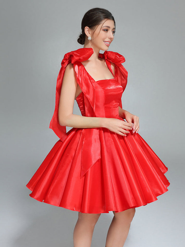 Schleife Akzent Herzausschnitt Kurzes Mini Homecoming Kleider Rot Weihnachtsfeier Kleid YW243100 