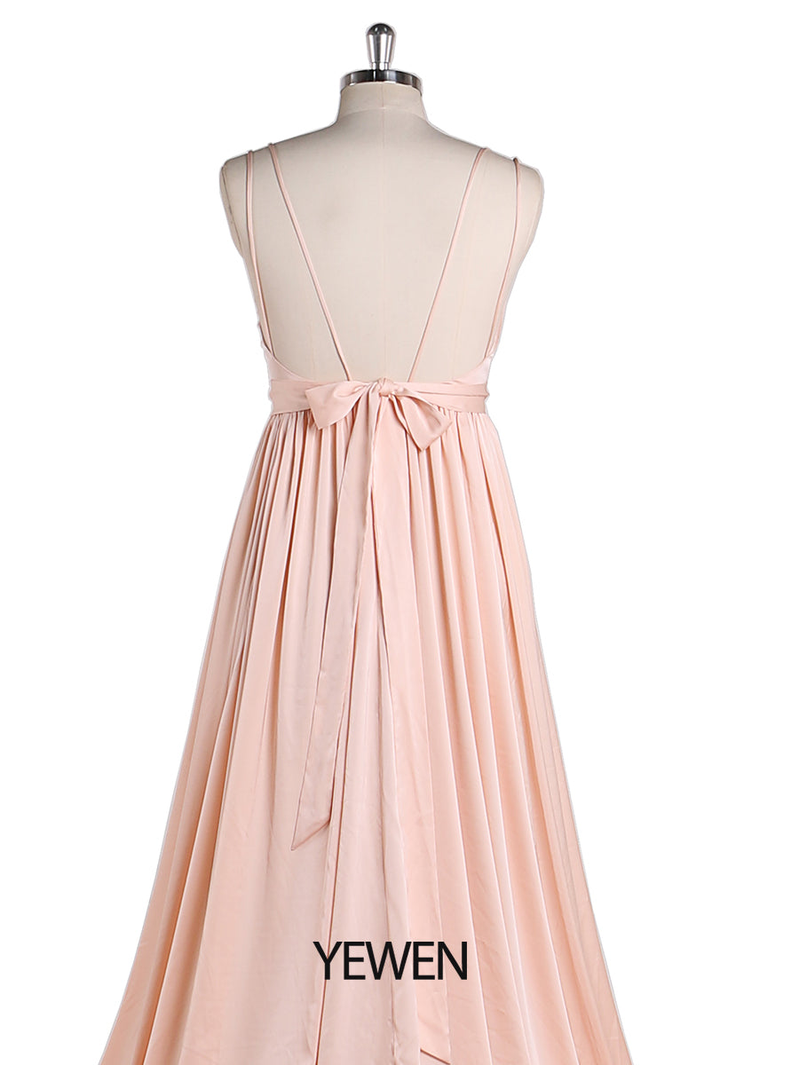 Leichtes Seidensatin-Abschlussballkleid mit dünnen Trägern, Bohemian-Hochzeitspartykleid mit Schlitz, Fotografie-Kleid, Maxi-Frauenkleid, YEWEN YD22408 
