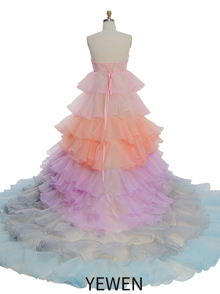 Buntes Umstandskleid für Fotoshooting Hohe Taille Damen Maxikleid Frontschlitz YW221117 