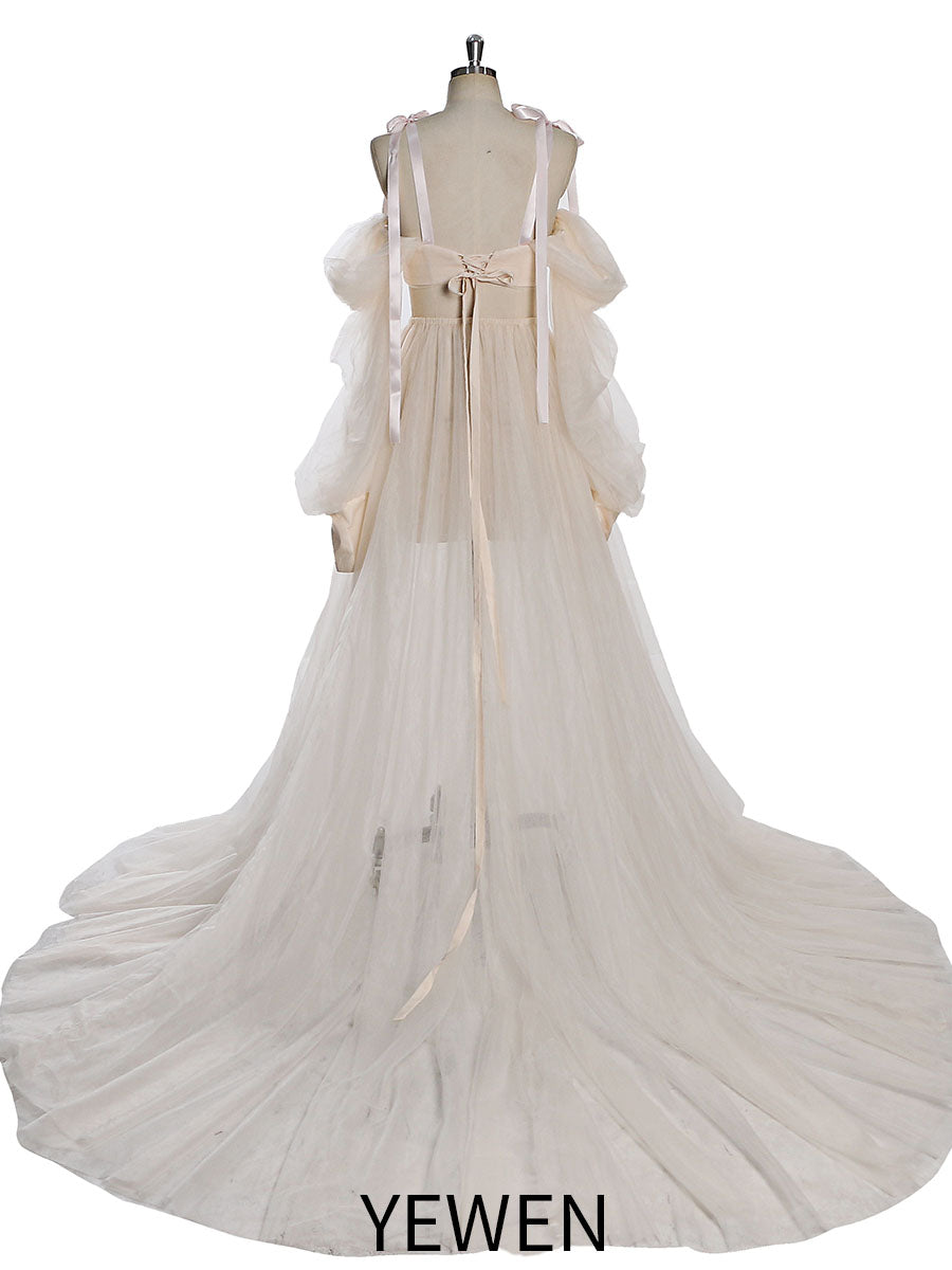 2-teiliges Set, Abendkleid mit Korsett-Oberteil und Rock, Schnürung am Rücken, Umstandskleid für Fotoshootings, YEWEN YW230312 