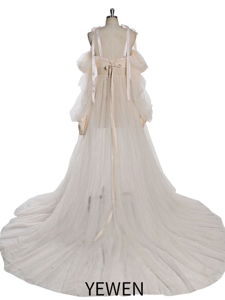 2-teiliges Set, Abendkleid mit Korsett-Oberteil und Rock, Schnürung am Rücken, Umstandskleid für Fotoshootings, YEWEN YW230312 