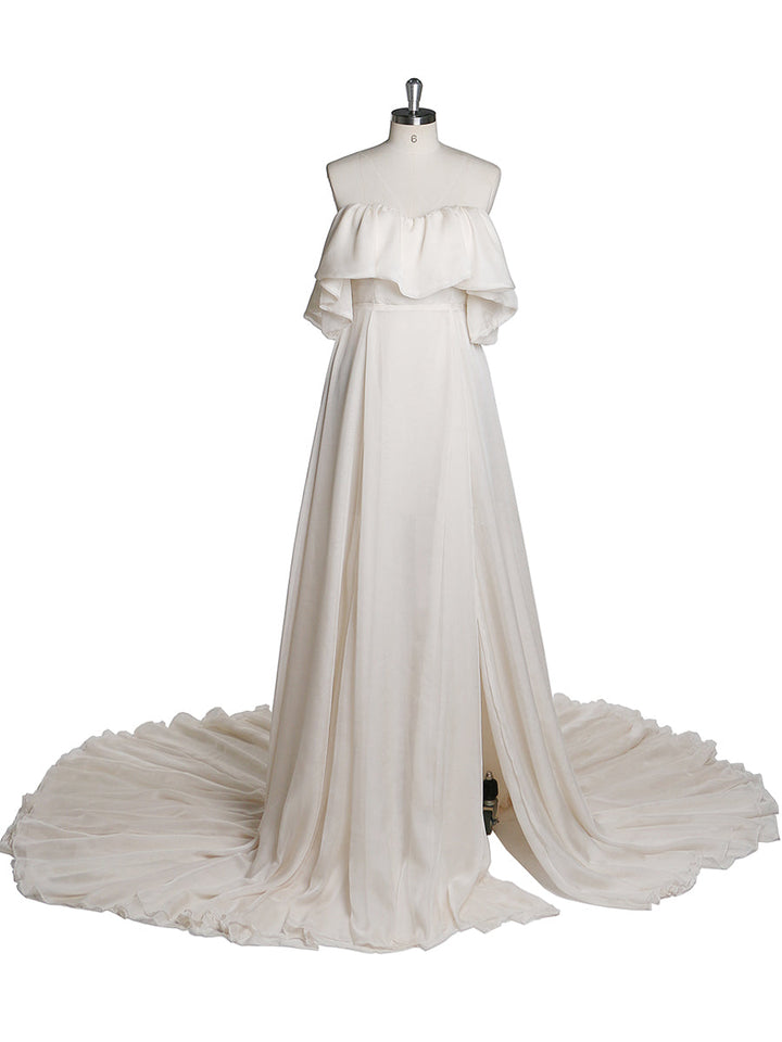 Abendkleid aus Seidenchiffon, schulterfrei, Umstandskleid für Fotoshootings, Fotografie-Kleid, individuell anpassbar, Übergröße YD21106 