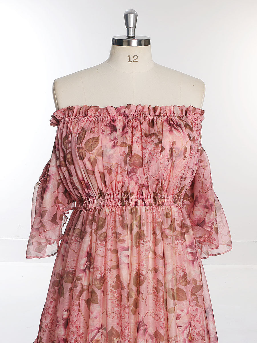 Sommer Chiffon Print Umstandskleid für Foto-Shooting Fotografie Frau Maxi Gwon YW230317-1