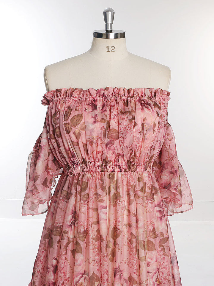 Sommer Chiffon Print Umstandskleid für Foto-Shooting Fotografie Frau Maxi Gwon YW230317-1