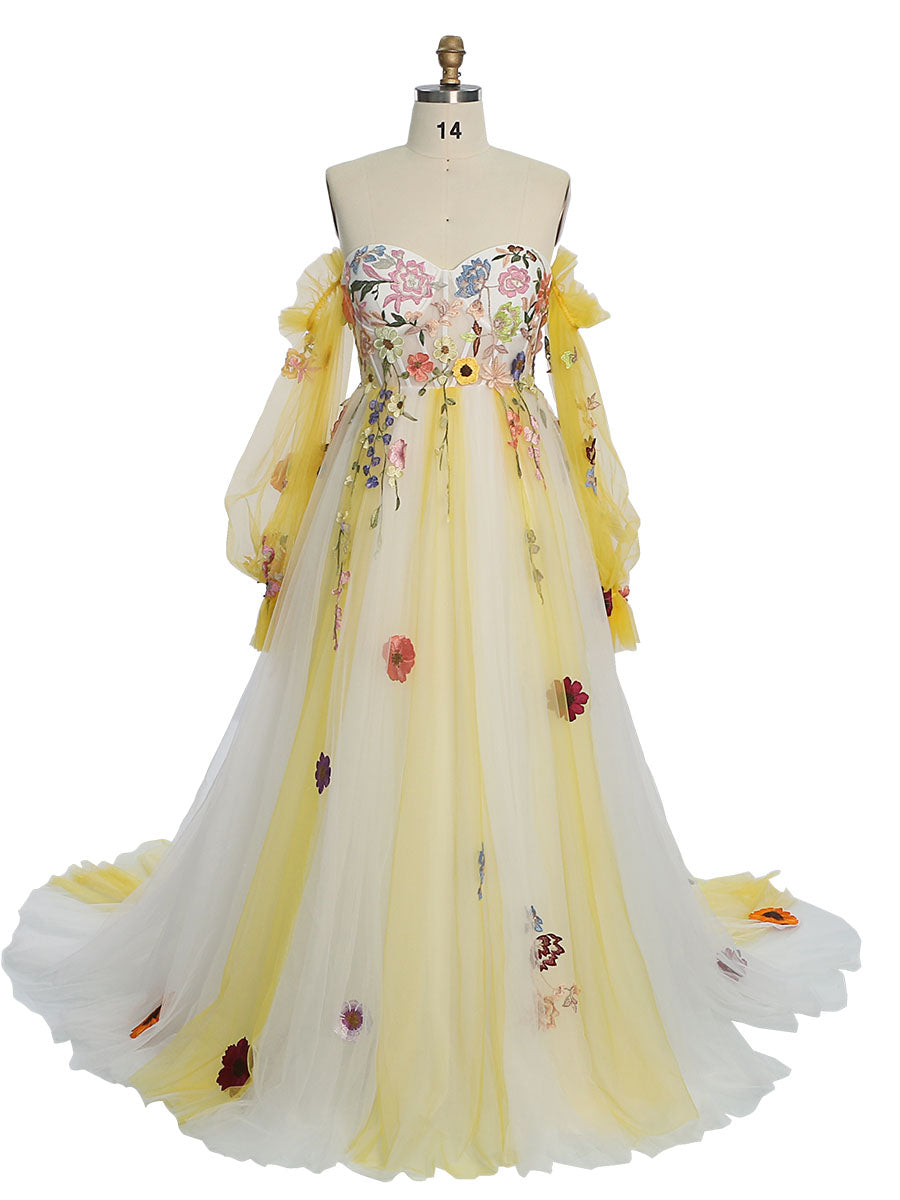 Luxus Stickerei Spitze Tüll Kleid Prinzessin Farbige Hochzeit Kleid Phantasie Foto Kleider YW220817 