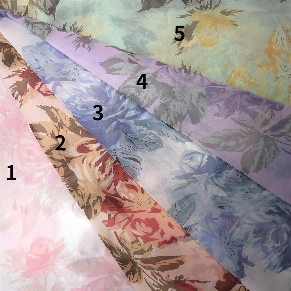 Silk Organza Print Floral Prom Dress Side Slit Photography Photo Shoot Dress Props Lace-Up Back YW230224