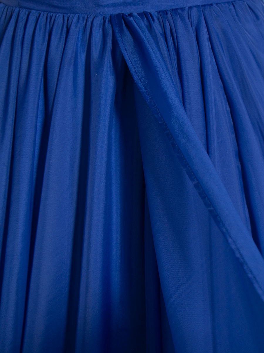 Königsblaues fliegendes Kleid für Fotoshooting, lange Schleppe, weiche Seidenorganza, Fotokleid YW240114