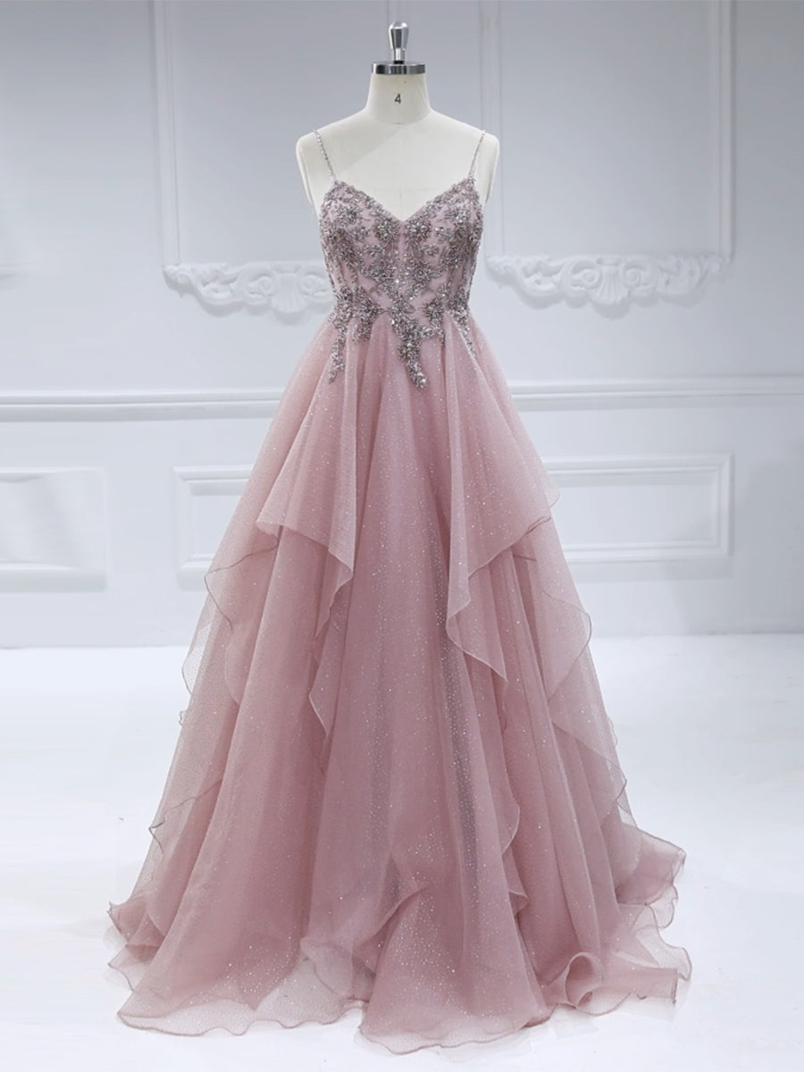 A-Line, Handmade beads, Prom Dress, Floor-Length, Photo Shoot Dress