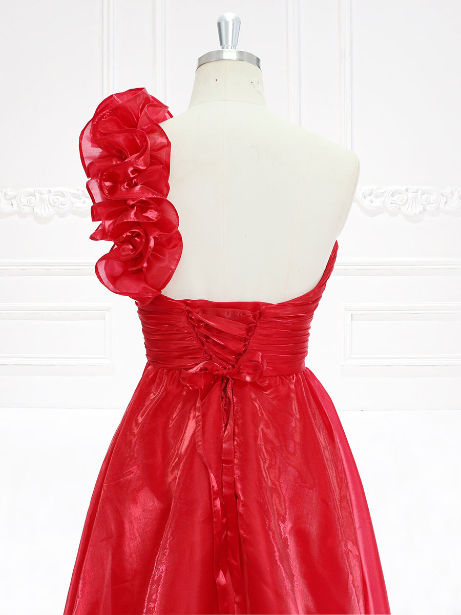 Einfaches Herzausschnitt-Seidenorganza-Langballkleid, Partykleid, Weihnachtskleid, Feiertagskleid, YEWEN YW231131 