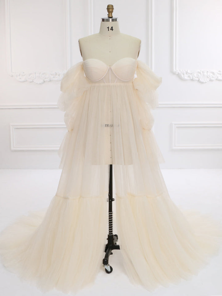 Tulle Maternity Dress for Photo Shoots, Corset Back Maternity Gown for Photoshoot