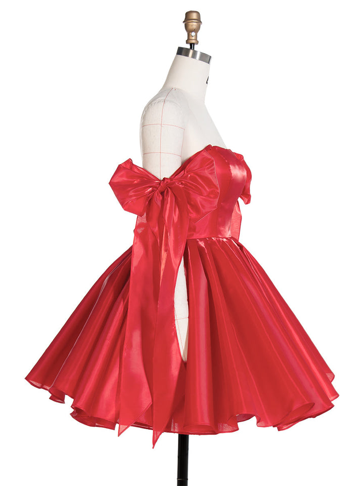 Schleife Akzent Herzausschnitt Kurzes Mini Homecoming Kleider Rot Weihnachtsfeier Kleid YW243100 