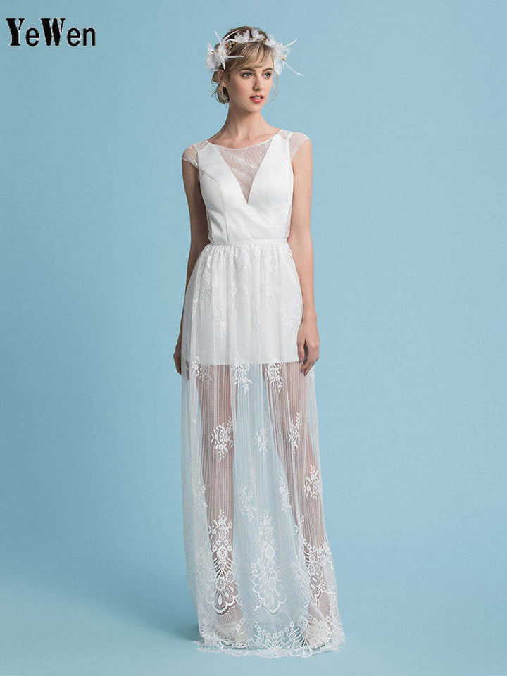 Böhmisches minimalistisches Brautkleid mit abnehmbarem Rock 