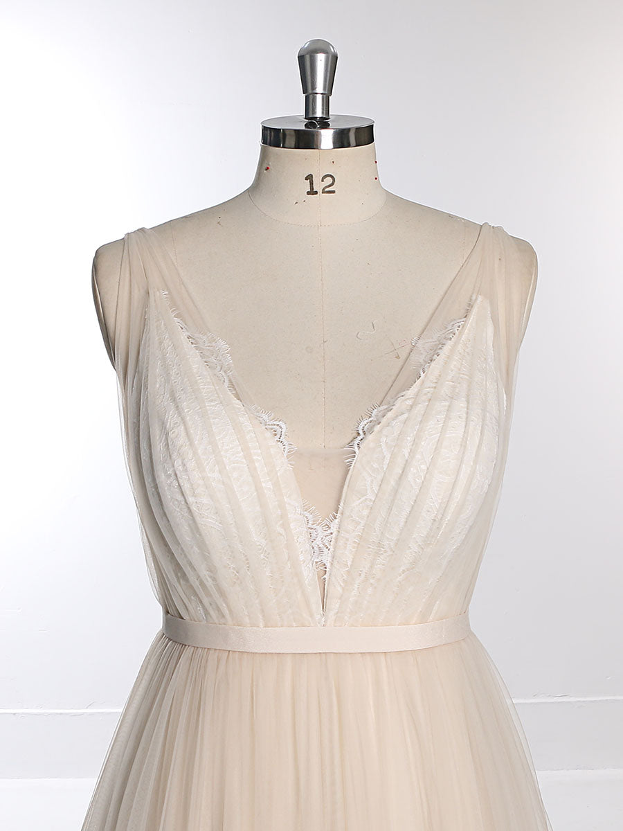 V-Ausschnitt Tüll Umstandskleider für Fotoshootings / Babypartykleid Brautkleid YEWEN YW230213 