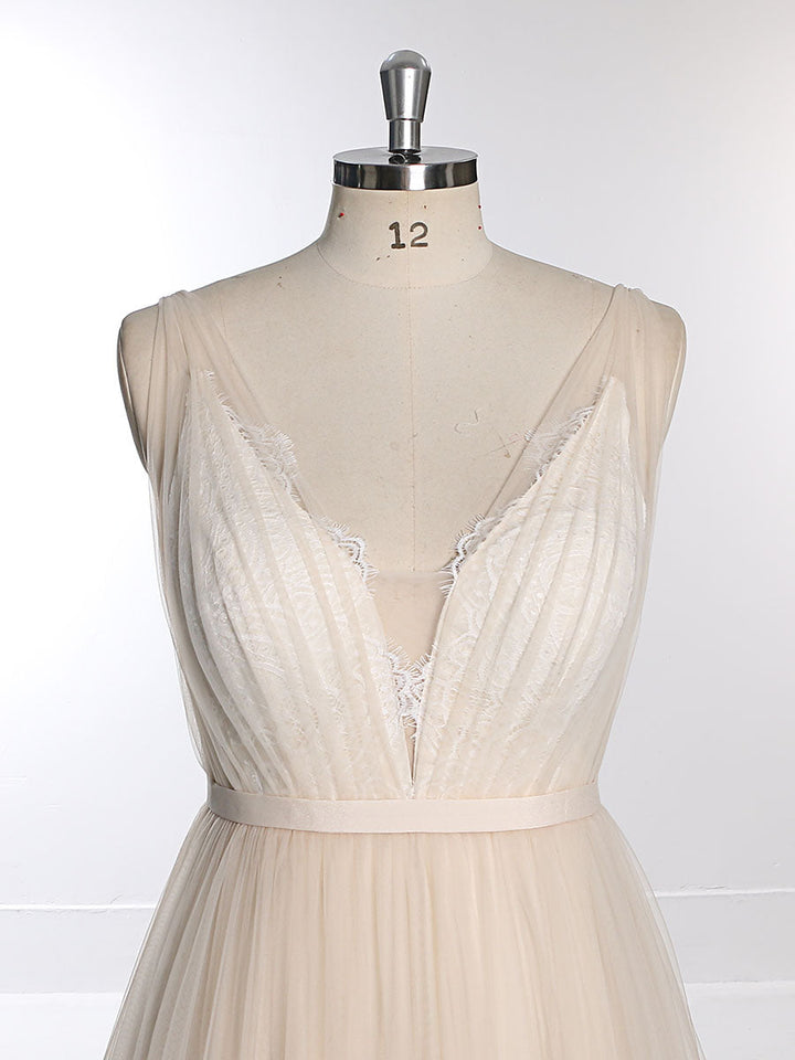 V-Ausschnitt Tüll Umstandskleider für Fotoshootings / Babypartykleid Brautkleid YEWEN YW230213 