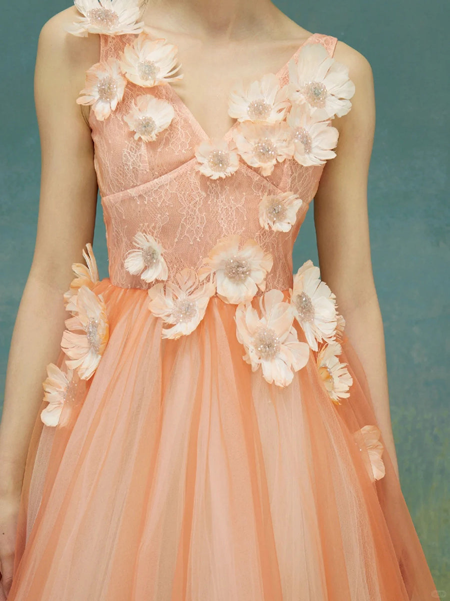 Elegante Tüll Mini Länge Geburtstag Kleid Mit 3d Floral Cocktail Kleider Cocktail Party 