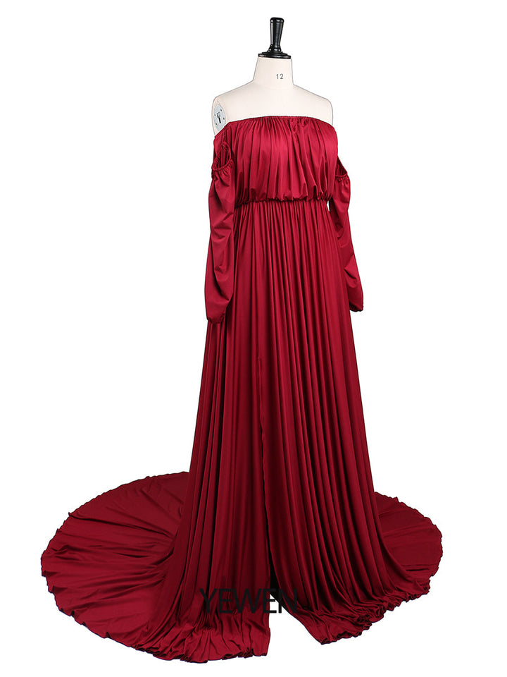 Trägerloses Umstandsabendkleid, lang, für Schwangere, ausgefallenes Schwangerschafts-Elegence-Maxikleid, Kleider für Fotoshootings, YW220109