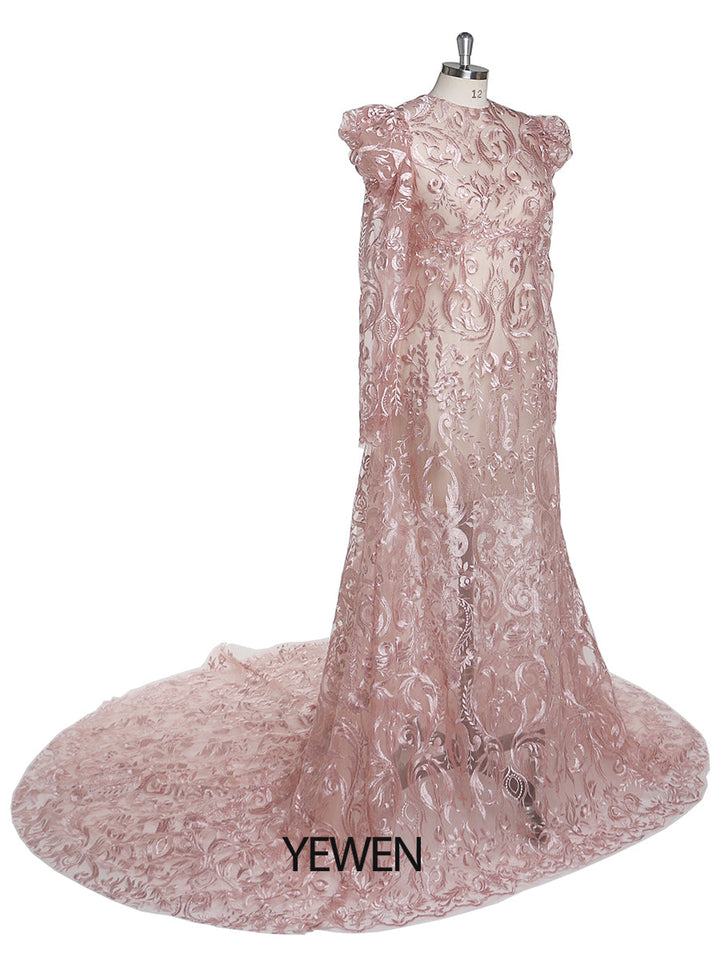 Puffärmeliges Abendkleid aus Spitze mit hohem Halsausschnitt, Umstandskleider für Fotoshootings, Fotografie-Kleid, schwangere Frau, YEWEN 