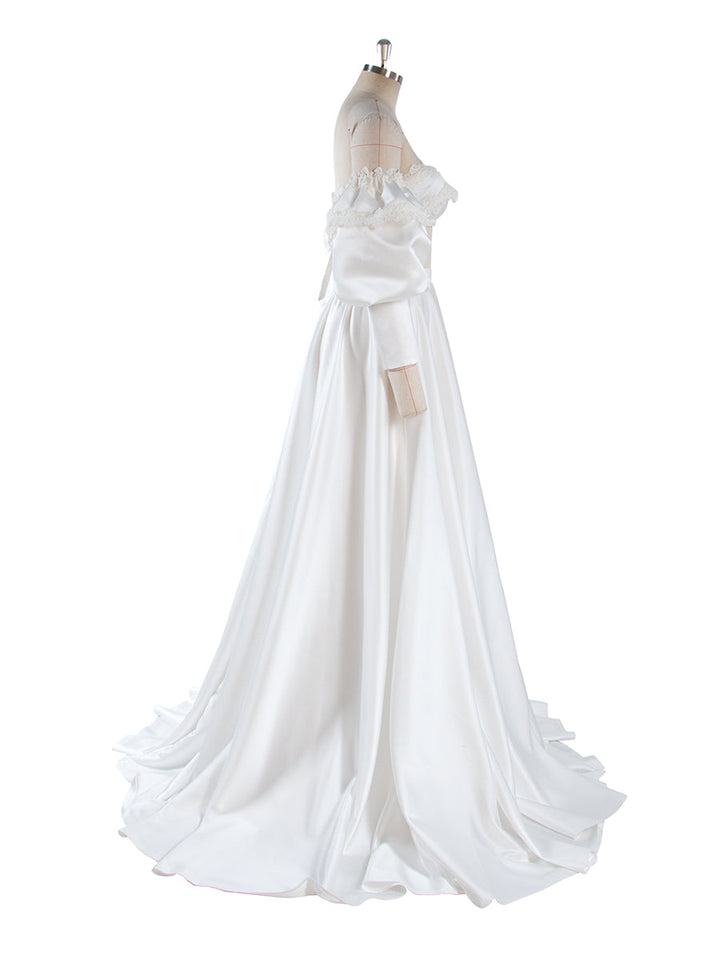 2 Piece White Wedding Set Boho Bridal Party Dress Vacation Dress for Photo Shoot YW250007