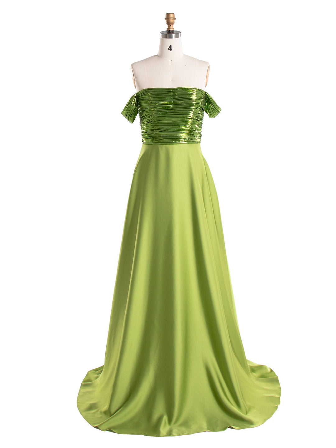 A-line, Off The Shoulder , Floor Length Satin, Prom Dresses 