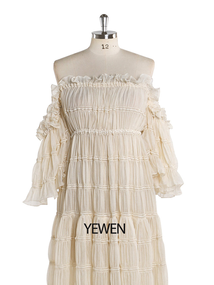 Elegantes schulterfreies Boho-Sommer-Strandkleid für Damen, Fotoshooting-Kleid, Seitenschlitz, YEWEN YW220511 