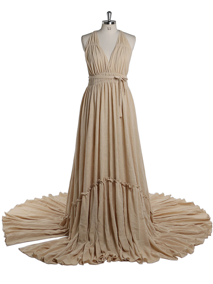 Abendkleider mit V-Ausschnitt und Stretch-Taille, Fotografie-Kleid, Babyparty-Kleid für Schwangere, YEWEN YD211009