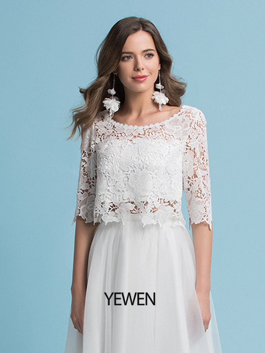 A-Linie Bohemian Brautkleider Lace Top Strand Hochzeit Brautkleid 