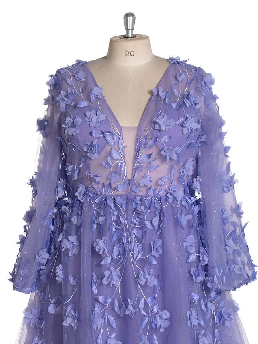 Wunderschönes Ballkleid mit Blumenspitze in Übergröße YW240115 