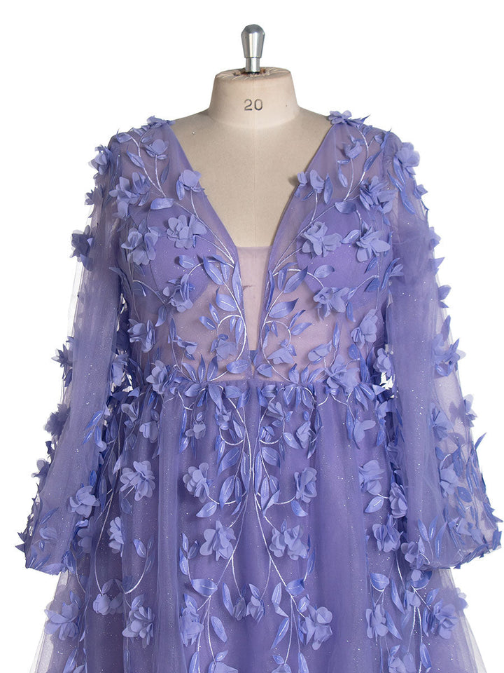 Wunderschönes Ballkleid mit Blumenspitze in Übergröße YW240115 