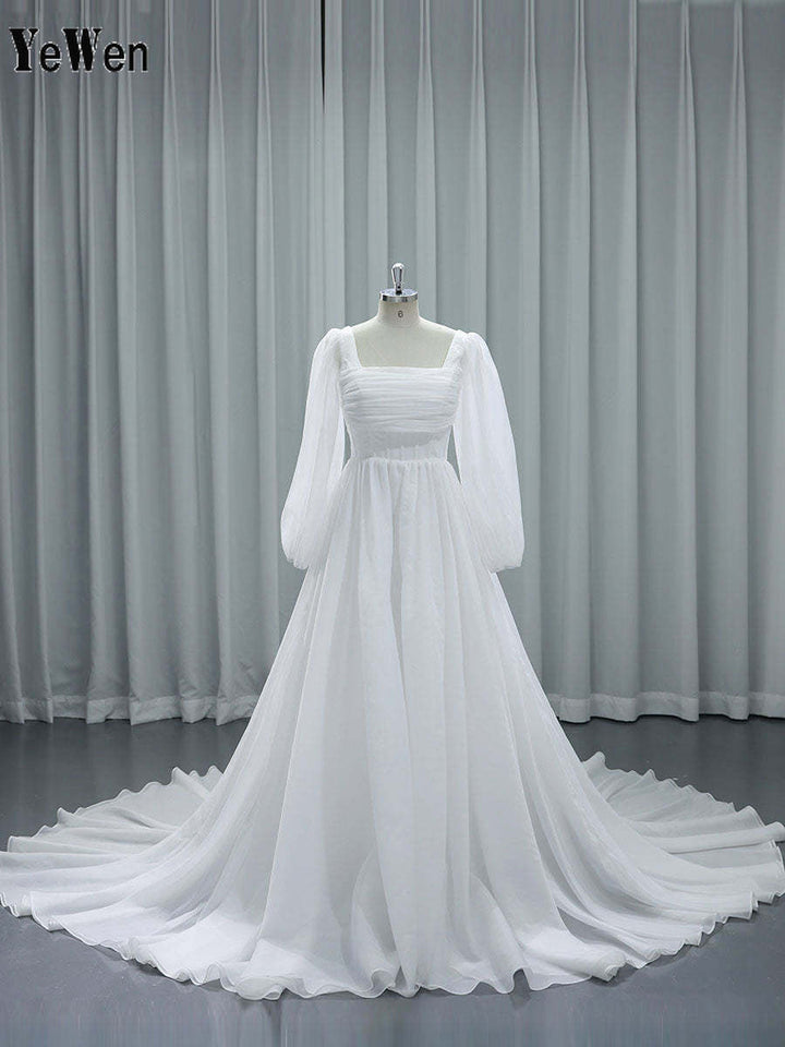 Lange Ärmel Farbige Brautkleider Seide Einzigartige Brautkleider mit Farbe YW231150 