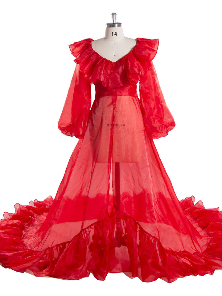 red maternity photoshoot dress
