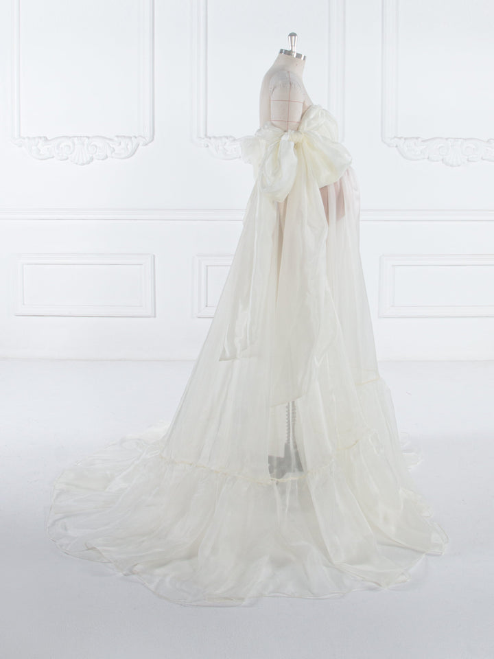 Umstandskleid aus weichem Organza aus Seide für Babyparty, Sommer-Umstandskleid für Fotoshootings, YW240019 