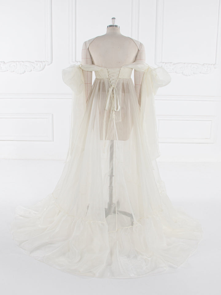 Umstandskleid aus weichem Organza aus Seide für Babyparty, Sommer-Umstandskleid für Fotoshootings, YW240019 