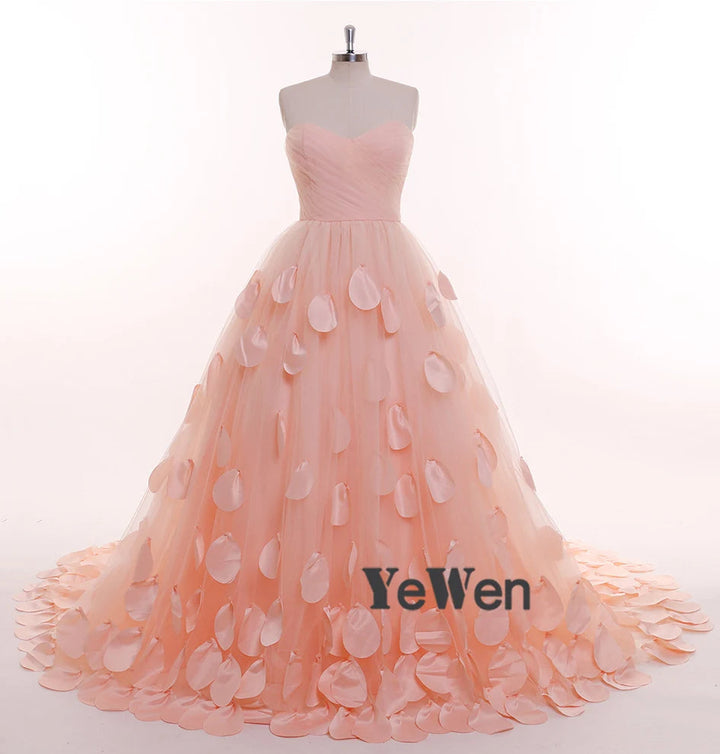 Elegantes Brautkleid mit Applikationen, trägerlos, A-Linie, Fotografie-Kleid 