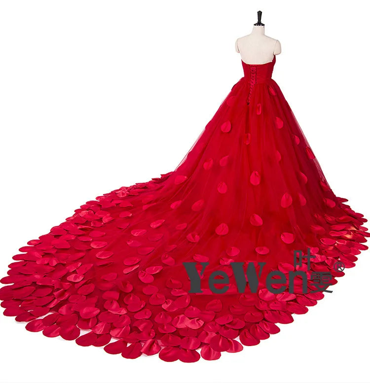Elegantes Brautkleid mit Applikationen, trägerlos, A-Linie, Fotografie-Kleid 