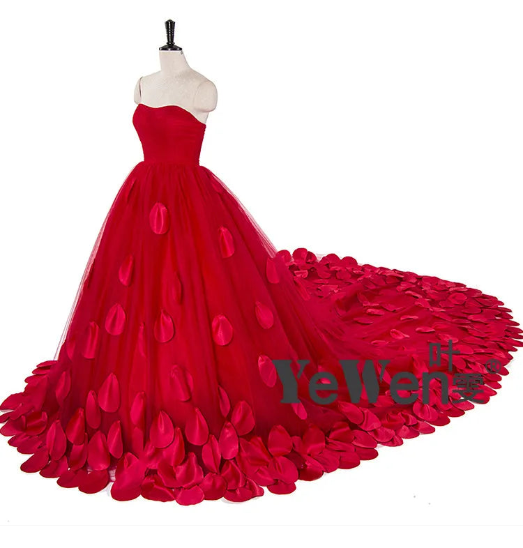 Elegantes Brautkleid mit Applikationen, trägerlos, A-Linie, Fotografie-Kleid 