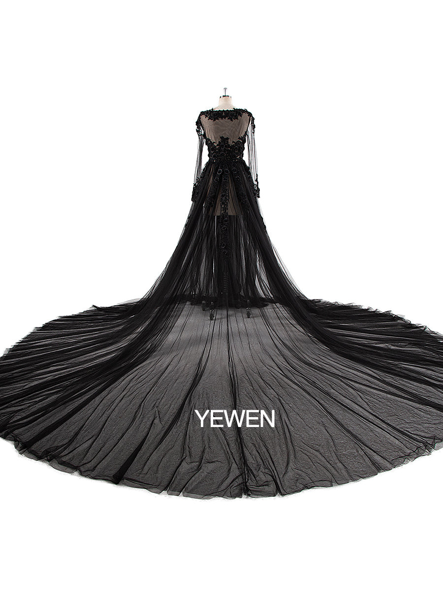 Sexy V-Ausschnitt Spitze Langarm Umstandskleid Brautkleid 