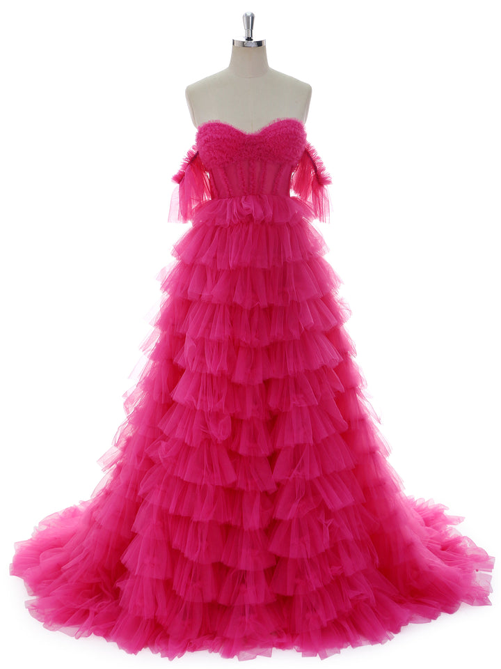 A line , Off the Shoulder,  Soft Tulle Gown , Photography Dress