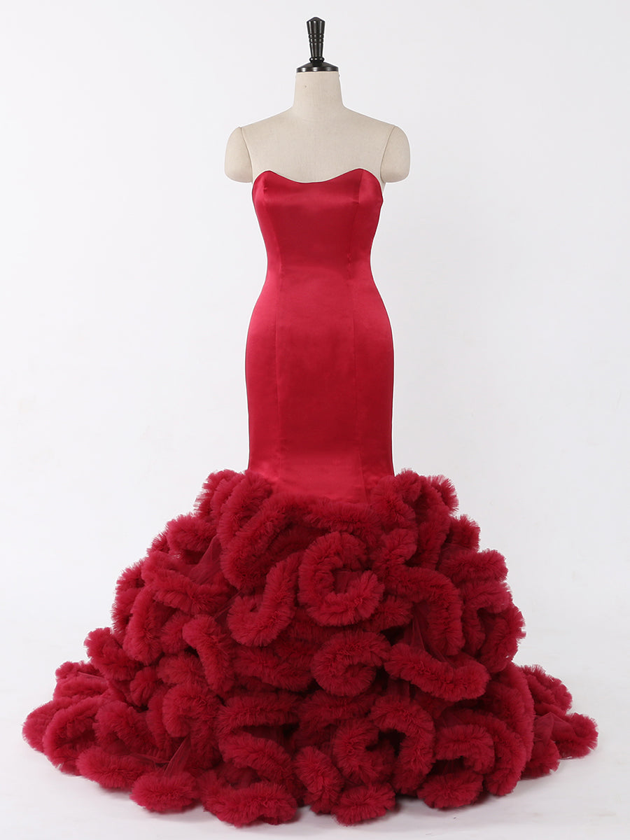 Burgunder Brautkleider Plus Size Meerjungfrau Brautkleid Brautkleid Fotoshooting Kleid