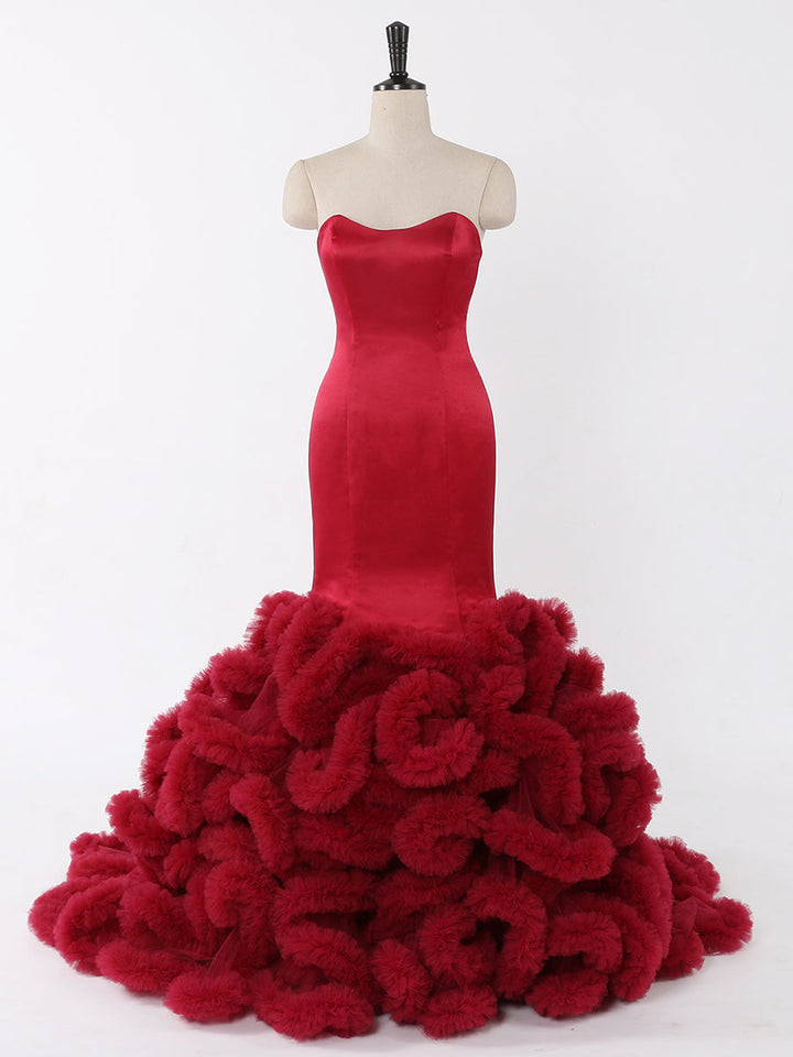 Burgunder Brautkleider Plus Size Meerjungfrau Brautkleid Brautkleid Fotoshooting Kleid
