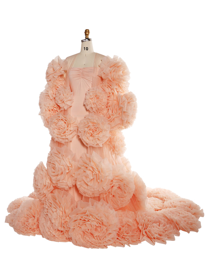 Handmade Flower Cape with Lining, Dress Photo Shoot Outfit